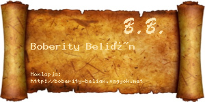 Boberity Belián névjegykártya